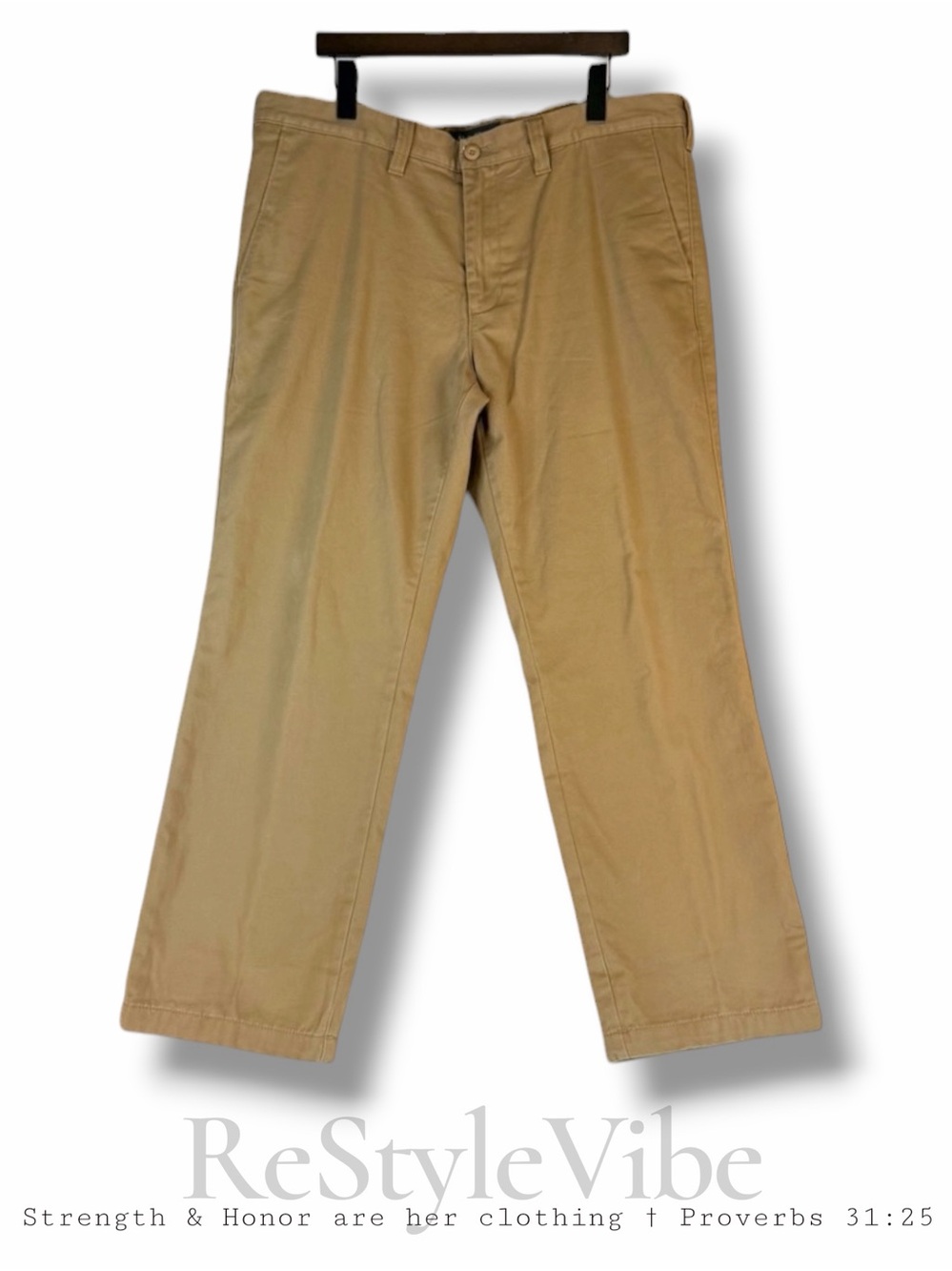 EDDIE BAUER Men’s Size 38x30 Pants Flannel Lined Flat Front Cotton Khakis